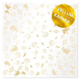 Лист кальки (веллум) с золотым узором golden dill 30,5х30,5 см, Фабрика Декора