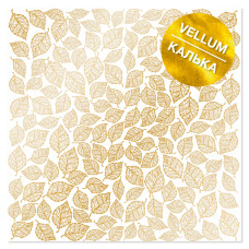 Аркуш кальки(велум) з фольгуванням Golden Leaves mini 30,5х30,5 см, Фабрика Декора