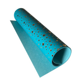 Кожзам с тиснением  золотой фольгой Golden Stars Bright Blue, размер 500мм х 250мм, Фабрика Декора