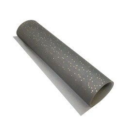 Кожзам с тиснением  золотой фольгой Golden Mini Drops Gray, размер 500мм х 250мм, Фабрика Декора