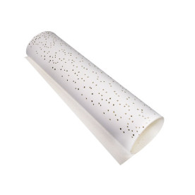 Кожзам с тиснением золотой фольгой Golden Mini Drops White, размер 500мм х 250мм, Фабрика Декора