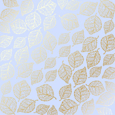 Лист одностороннього паперу з фольгуванням Golden Delicate Leaves Purple 30,5х30,5 см, Фабрика Декору