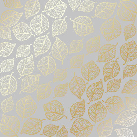 Лист одностороннього паперу з фольгуванням Golden Delicate Leaves Gray 30,5х30,5 см, Фабрика Декору