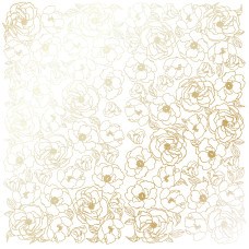 Лист односторонней бумаги с фольгированием Golden Pion White 30,5х30,5 см, Фабрика Декора