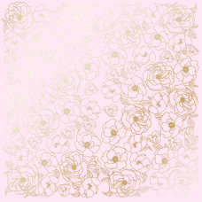 Лист одностороннього паперу з фольгуванням Golden Pion Light pink 30,5х30,5 см, Фабрика Декору