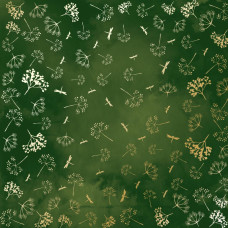 Лист одностороннього паперу з фольгуванням Golden Dill, color Green aquarelle 30,5х30,5 см, Фабрика Декору