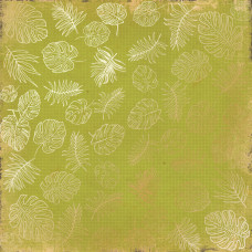 Лист одностороннього паперу з фольгуванням, Golden Tropical Leaves, Botany summer, 30,5х30,5 см, Фабрика Декору