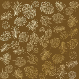 Лист односторонней бумаги с фольгированием Golden Tropical Leaves, color Milk chocolate 30,5х30,5 см, Фабрика Декора