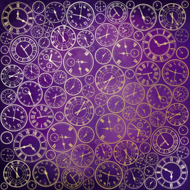 Лист одностороннього паперу з фольгуванням Golden Clocks, Violet aquarelle 30,5х30,5 см, Фабрика Декору