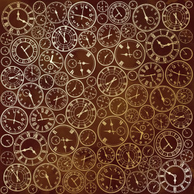Лист одностороннього паперу з фольгуванням Golden Clocks, Brown aquarelle 30,5х30,5 см, Фабрика Декору