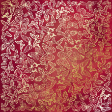 Лист одностороннього паперу з фольгуванням Golden Butterflies, color Burgundy aquarelle 30,5х30,5 см, Фабрика Декору