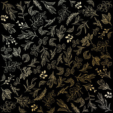 Аркуш паперу з фольгуванням Golden Branches Black 30,5х30,5 см, Фабрика Декора