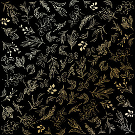 Лист бумаги с фольгированием Golden Branches Black 30,5х30,5 см, Фабрика Декора