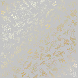 Лист бумаги с фольгированием Golden Branches Grey 30,5х30,5 см, Фабрика Декора