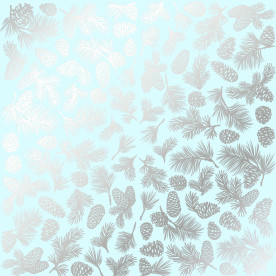 Лист одностороннього паперу з фольгуванням Silver Pine cones Mint 30,5х30,5 см, Фабрика Декору
