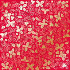 Лист односторонней бумаги с фольгированием Golden Winterberries Poppy red 30,5х30,5 см, Фабрика Декора