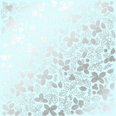 Лист одностороннього паперу з фольгуванням Silver Winterberries Mint 30,5х30,5 см, Фабрика Декору