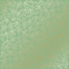 Лист односторонней бумаги с фольгированием Golden Rose Leaves, color Avocado 30,5х30,5 см, Фабрика Декора