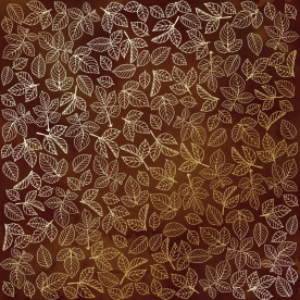 Лист односторонней бумаги с фольгированием Golden Rose Leaves, color Brown aquarelle 30,5х30,5 см, Фабрика Декора