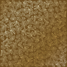 Лист односторонней бумаги с фольгированием Golden Rose Leaves, color Milk chocolate 30,5х30,5 см, Фабрика Декора