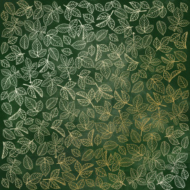 Лист односторонней бумаги с фольгированием Golden Rose Leaves, color Dark green aquarelle 30,5х30,5 см, Фабрика Декора