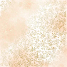 Лист односторонней бумаги с фольгированием Golden Rose Leaves, Beige Watercolour 30,5х30,5 см, Фабрика Декора