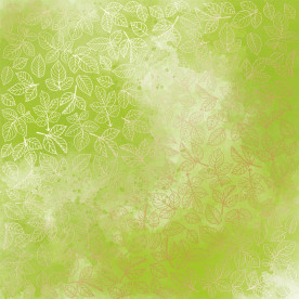 Лист одностороннього паперу з фольгуванням Golden Rose Leaves, Light Green Watercolour 30,5х30,5 см, Фабрика Декору