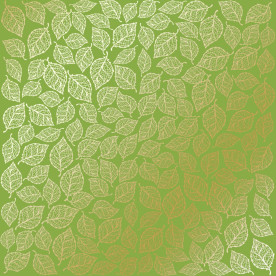 Лист одностороннього паперу з фольгуванням Golden Leaves mini, color Bright green 30,5х30,5 см, Фабрика Декору