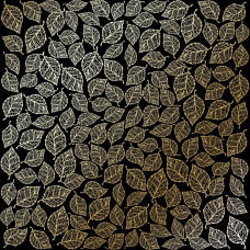 Лист односторонней бумаги с фольгированием Golden Leaves mini, color Black 30,5х30,5 см, Фабрика Декора
