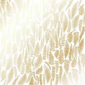 Лист односторонней бумаги с фольгированием Golden Fern, color White 30,5х30,5 см, Фабрика Декора