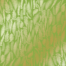 Лист односторонней бумаги с фольгированием Golden Fern, Bright Green 30,5х30,5 см, Фабрика Декора