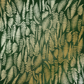 Лист односторонней бумаги с фольгированием Golden Fern, color Dark green aquarelle 30,5х30,5 см, Фабрика Декора