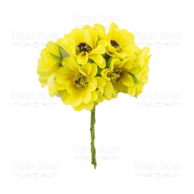 Букет ромашок, жовті, 6 шт., 4 см, Фабрика Декору