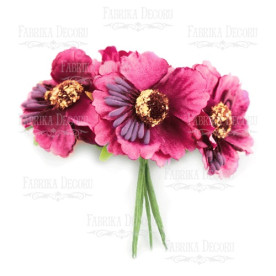 Набір квітів маки, фуксія, 6шт, Фабрика Декору