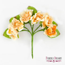 Набор маленьких цветов персика, кремовые, 6шт Фабрика Декору