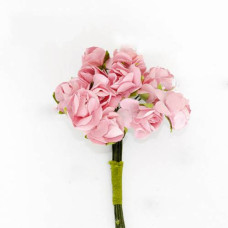 Набор маленьких цветов, Букетик роз, бледно-розовые, 12 шт, 1,5 см, 6 см, Фабрика Декора