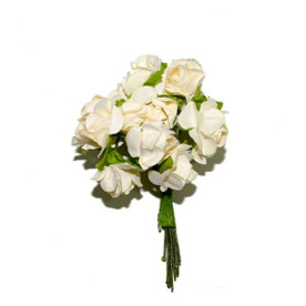 Набір маленьких квітів, Букетик троянд, кремові, 12 шт, 1,5 см, 6 см, Фабрика Декору