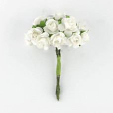 Набор маленьких цветов, Букетик роз, белые, 12 шт, 1,5 см, 6 см, Фабрика Декора