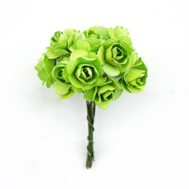 Набор маленьких цветов, Букетик роз, зеленые, 12 шт, 1,5 см, 6 см, Фабрика Декора