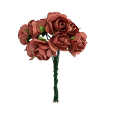 Набор маленьких цветов, букетик роз, винтажный розовый 12шт, 15 мм, Фабрика Декору
