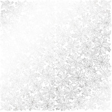 Аркуш одностороннього паперу зі срібним тисненням, дизайн Silver Poinsettia White, 30,5см х 30,5см, Фабрика Декору