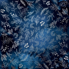 Аркуш одностороннього паперу зі срібним тисненням, дизайн Silver Branches Night garden, 30,5см х 30,5см, Фабрика Декору