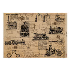 Лист крафт бумаги с рисунком Mechanics and steampunk #01, 42x29,7 см, Фабрика Декора