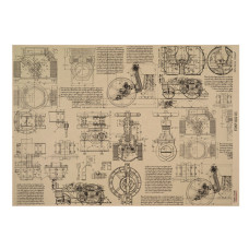 Лист крафт бумаги с рисунком Mechanics and steampunk #03, 42x29,7 см, Фабрика Декора