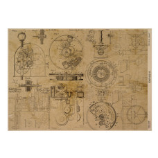 Лист крафт бумаги с рисунком Mechanics and steampunk #05, 42x29,7 см, Фабрика Декора