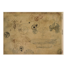 Лист крафт бумаги с рисунком Mechanics and steampunk #06, 42x29,7 см, Фабрика Декора