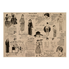 Лист крафт бумаги с рисунком Vintage women's world #03, 42x29,7 см, Фабрика Декора