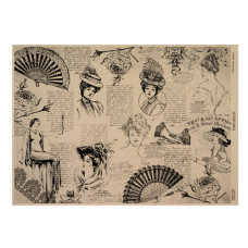 Лист крафт бумаги с рисунком Vintage women's world #07, 42x29,7 см, Фабрика Декора