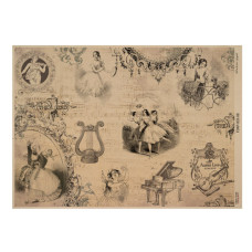 Лист крафт бумаги с рисунком Vintage women's world #08, 42x29,7 см, Фабрика Декора