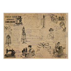 Лист крафт бумаги с рисунком Vintage women's world #10, 42x29,7 см, Фабрика Декора